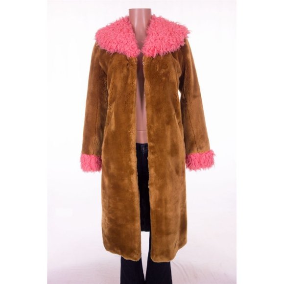 Shrimps New S Ginger Pink Faux Fur Hickory Coat - Picture 7 of 10